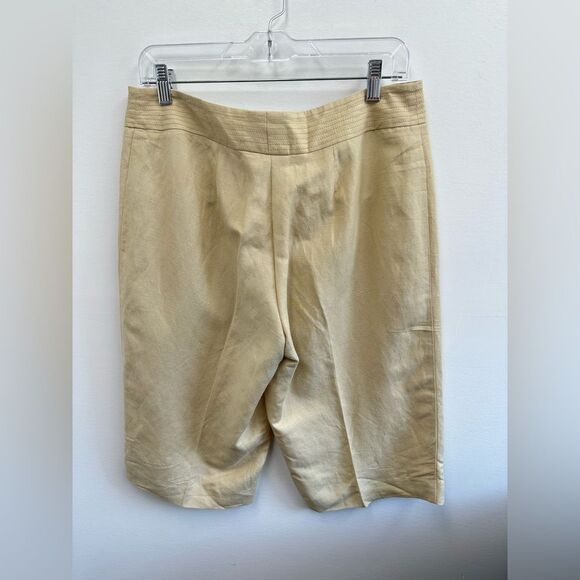 Bandolino Linen Beige Cream Bermuda Shorts Capris Large Button On Waist Size M - Picture 8 of 8